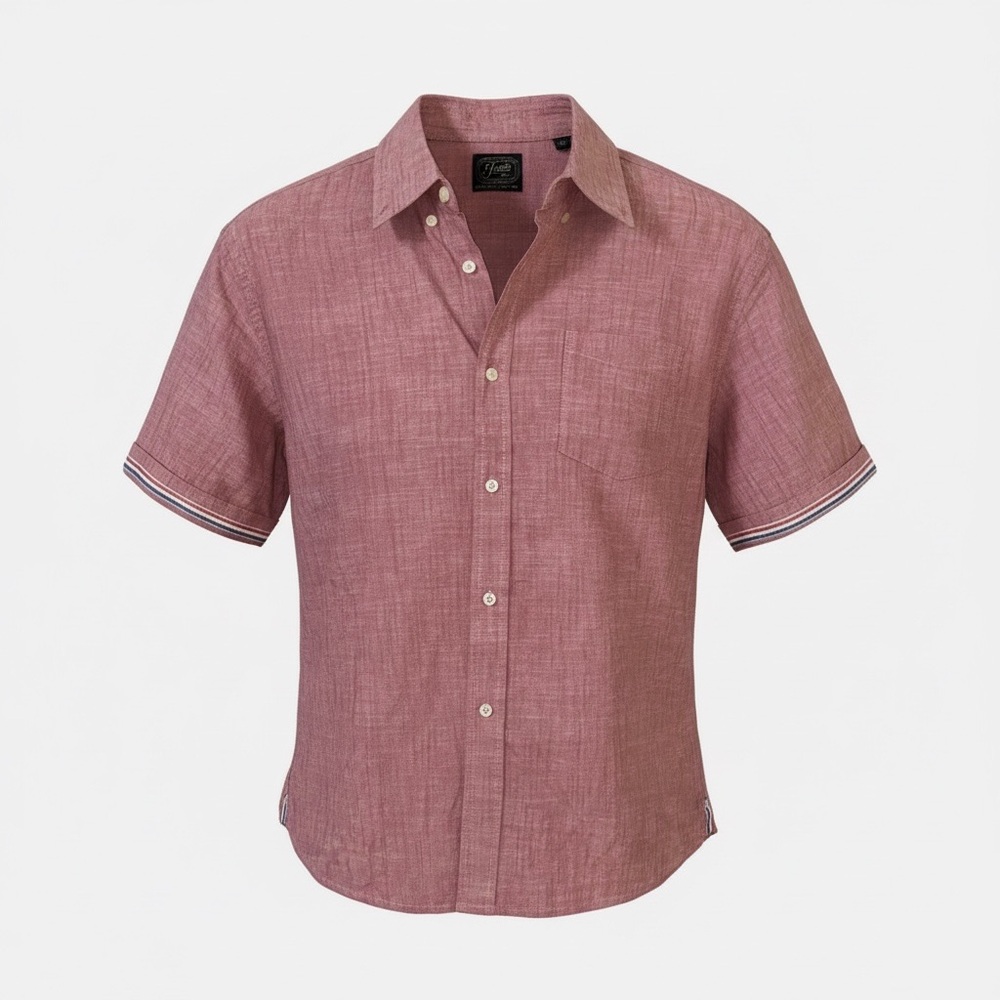 Jachs S/S Heritage Red Chambray Button-Down Shirt XXL 3% Spandex Stretch NWT